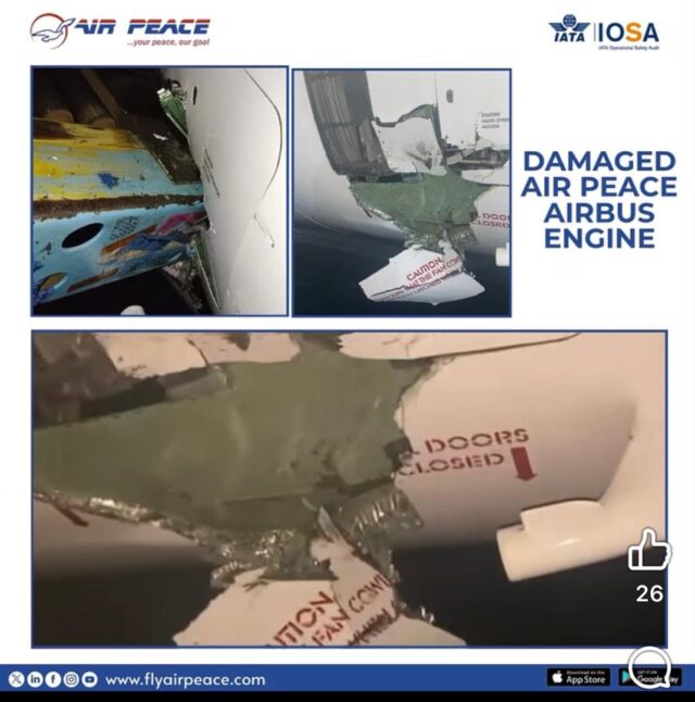 Airpeace damaged aircraft